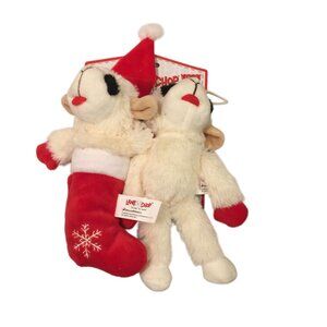 Lamb Chop Holiday Mini Stocking Lamb Floppy Body Plush Squeak 2 Dog Toys